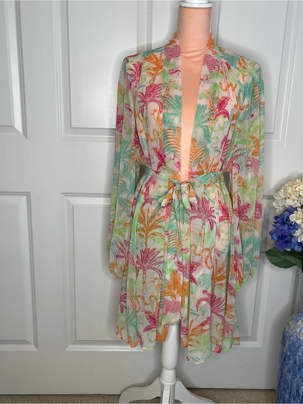 CABI Sunset Kimono Long Sleeve Belted At Waist Size XL B10